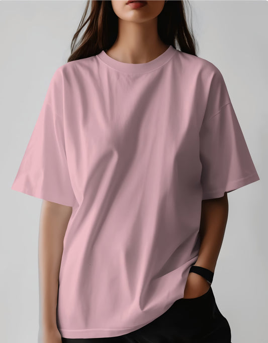 Blush Casual Oversized T-Shirt for Women (KN10)-KNOT&NEEDLE