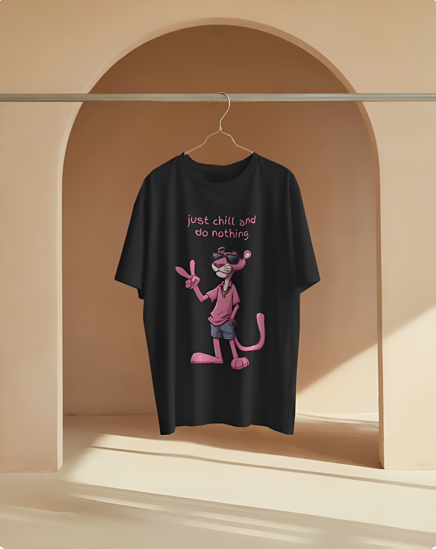 “Just Chill and Do Nothing” – Pink Panther Cool Vibes Tee Regular t-shirts (KN01)-KNOT&NEEDLE