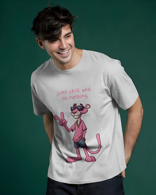 “Just Chill and Do Nothing” – Pink Panther Cool Vibes Tee Regular t-shirts (KN01)-KNOT&NEEDLE