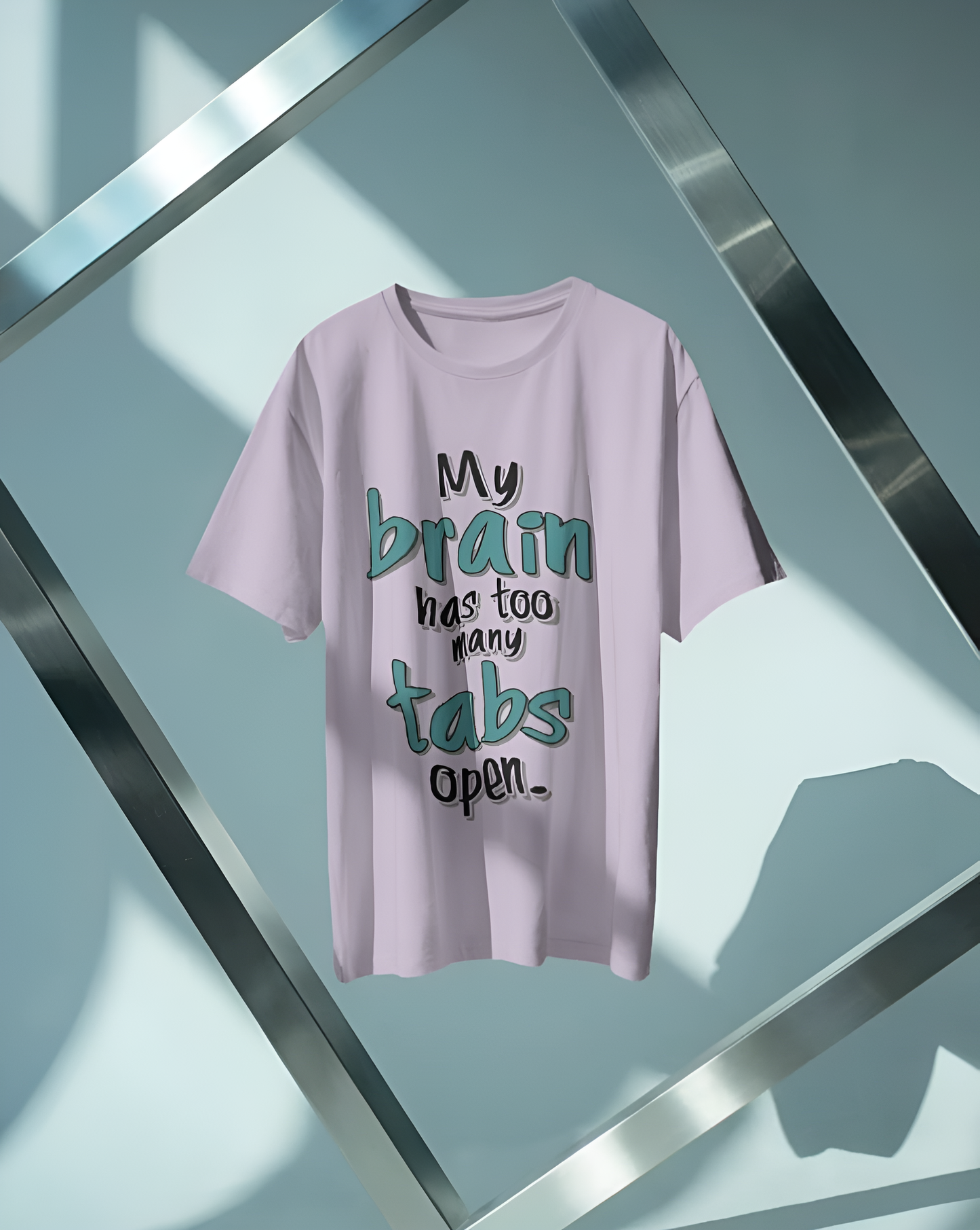 “My Brain Has Too Many Tabs Open” Regular Graphic T-Shirt – Funny Relatable Quote Tee for Men & Women (KN19)- KNOT&NEEDLE