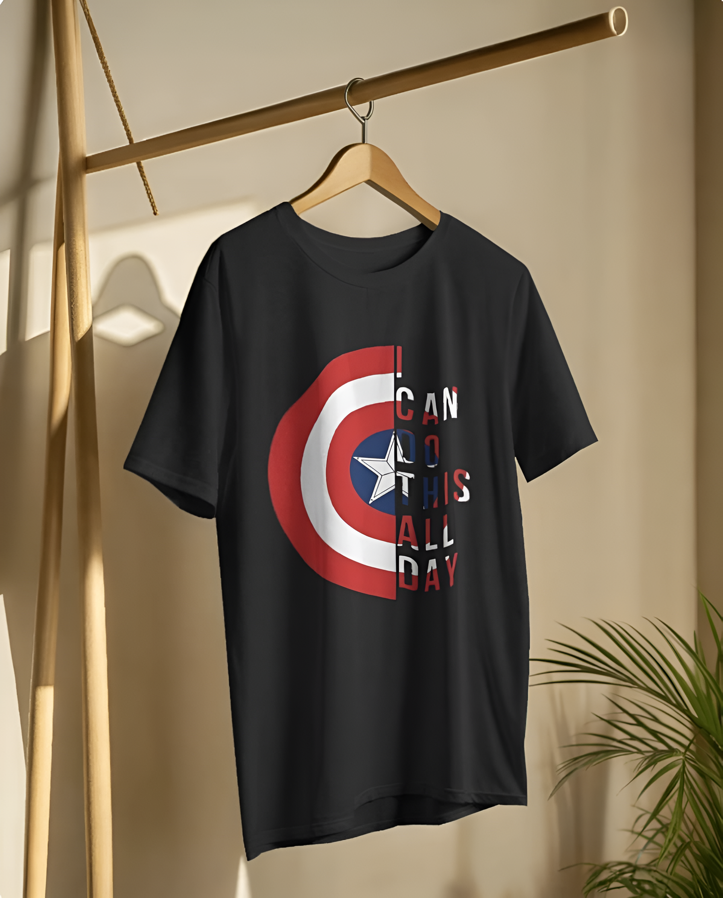 "Do This All Day” Captain Shield Regular T-Shirt – Superhero Graphic Tee for Men & Women (KN18)- KNOT&NEEDLE