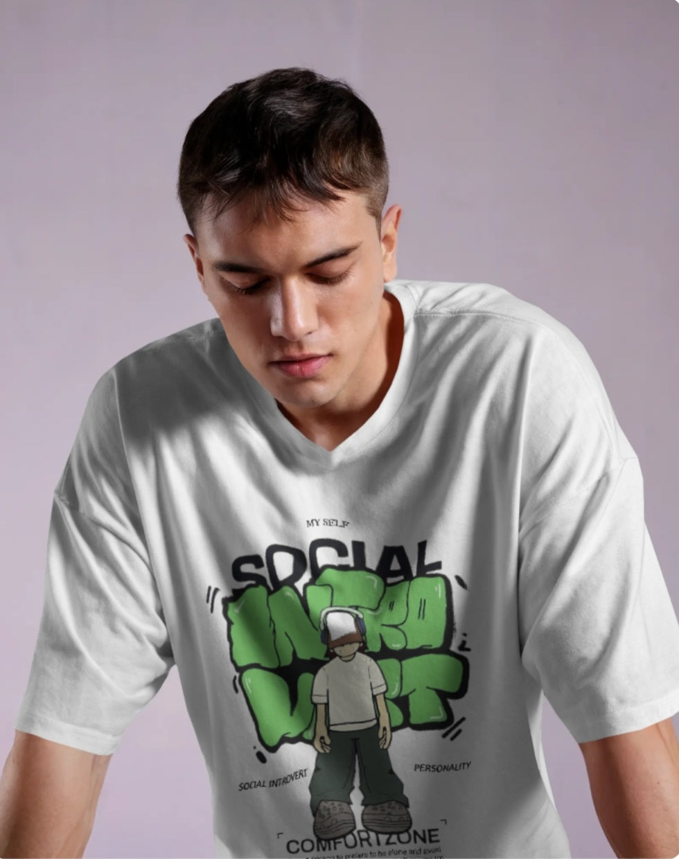 “Social Introvert” Oversized T-Shirt – Graphic Streetwear Tee for Men & Women (KN14)-KNOT&NEEDLE