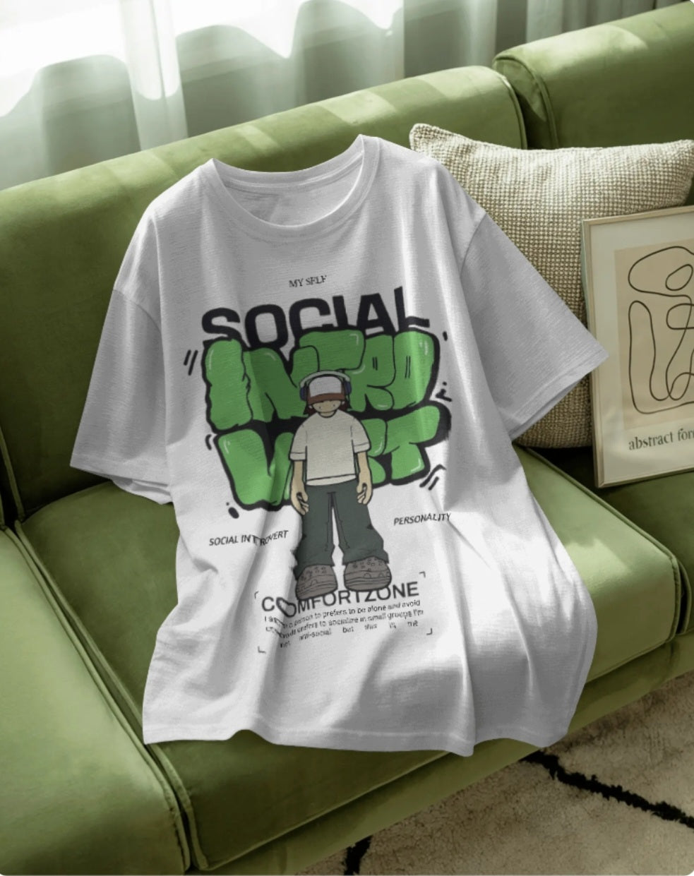 “Social Introvert” Oversized T-Shirt – Graphic Streetwear Tee for Men & Women (KN14)-KNOT&NEEDLE