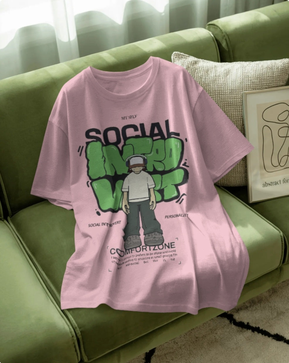 “Social Introvert” Oversized T-Shirt – Graphic Streetwear Tee for Men & Women (KN14)-KNOT&NEEDLE