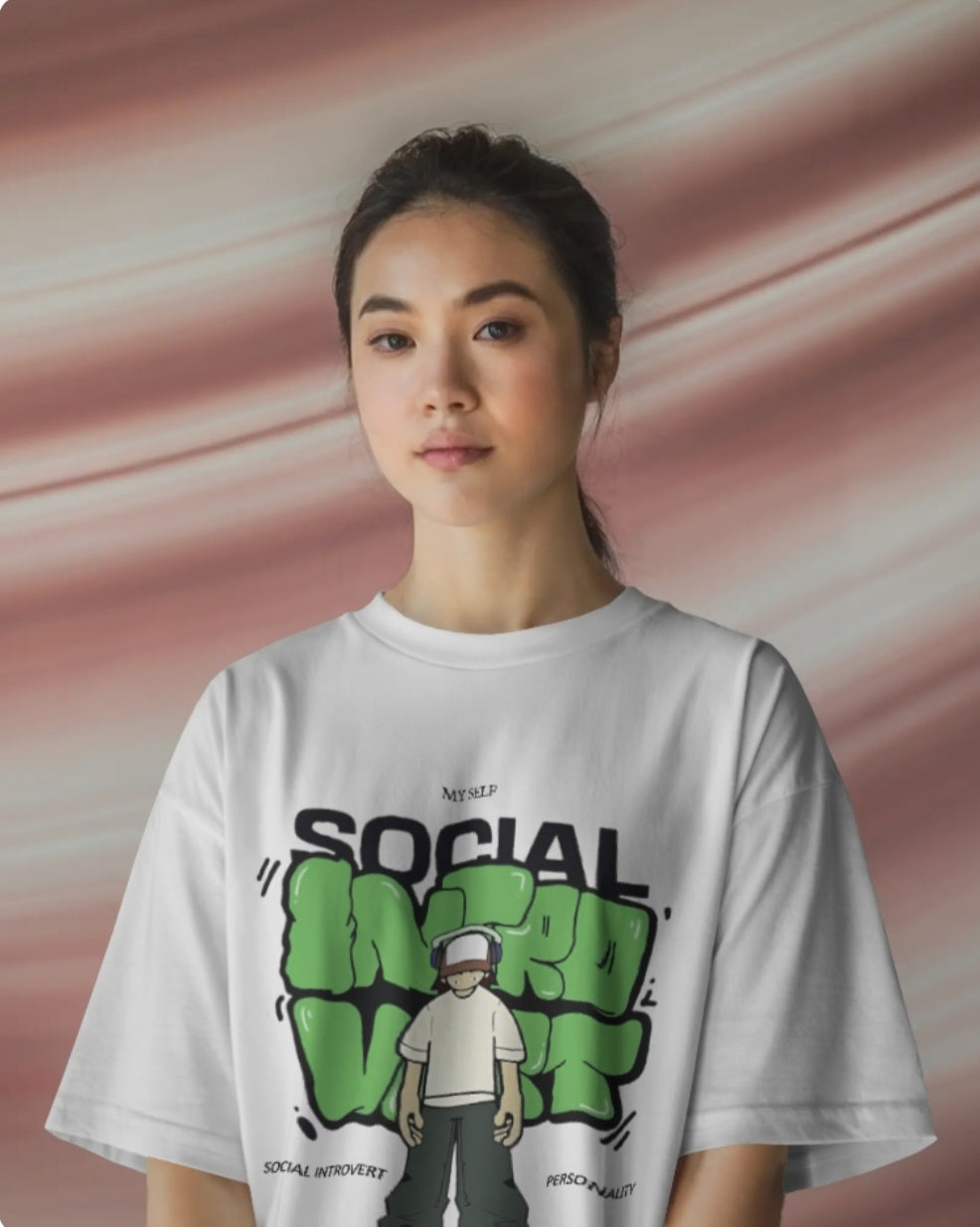 “Social Introvert” Oversized T-Shirt – Graphic Streetwear Tee for Men & Women (KN14)-KNOT&NEEDLE