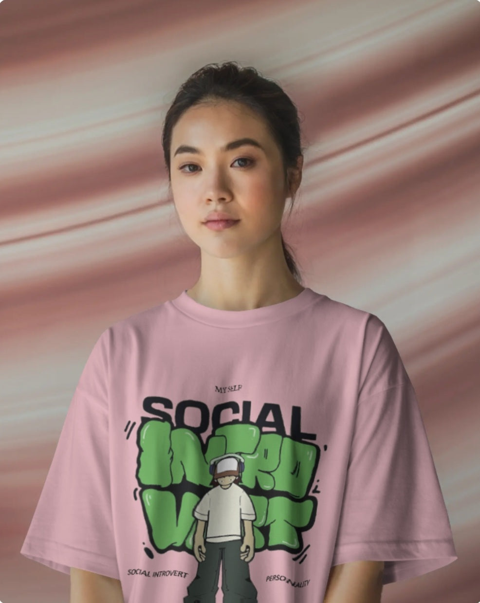 “Social Introvert” Oversized T-Shirt – Graphic Streetwear Tee for Men & Women (KN14)-KNOT&NEEDLE
