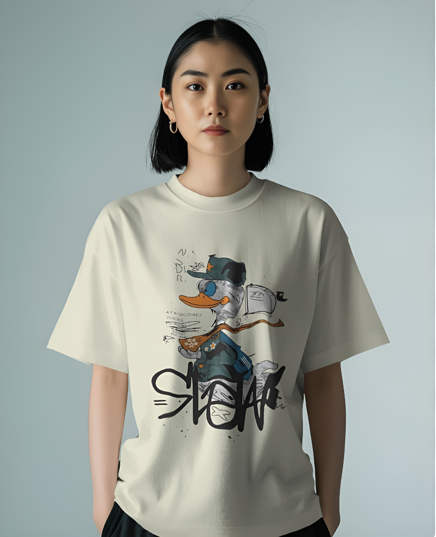 Street Duck - Oversized Graphic T-shirt (KN05)-KNOT&NEEDLE