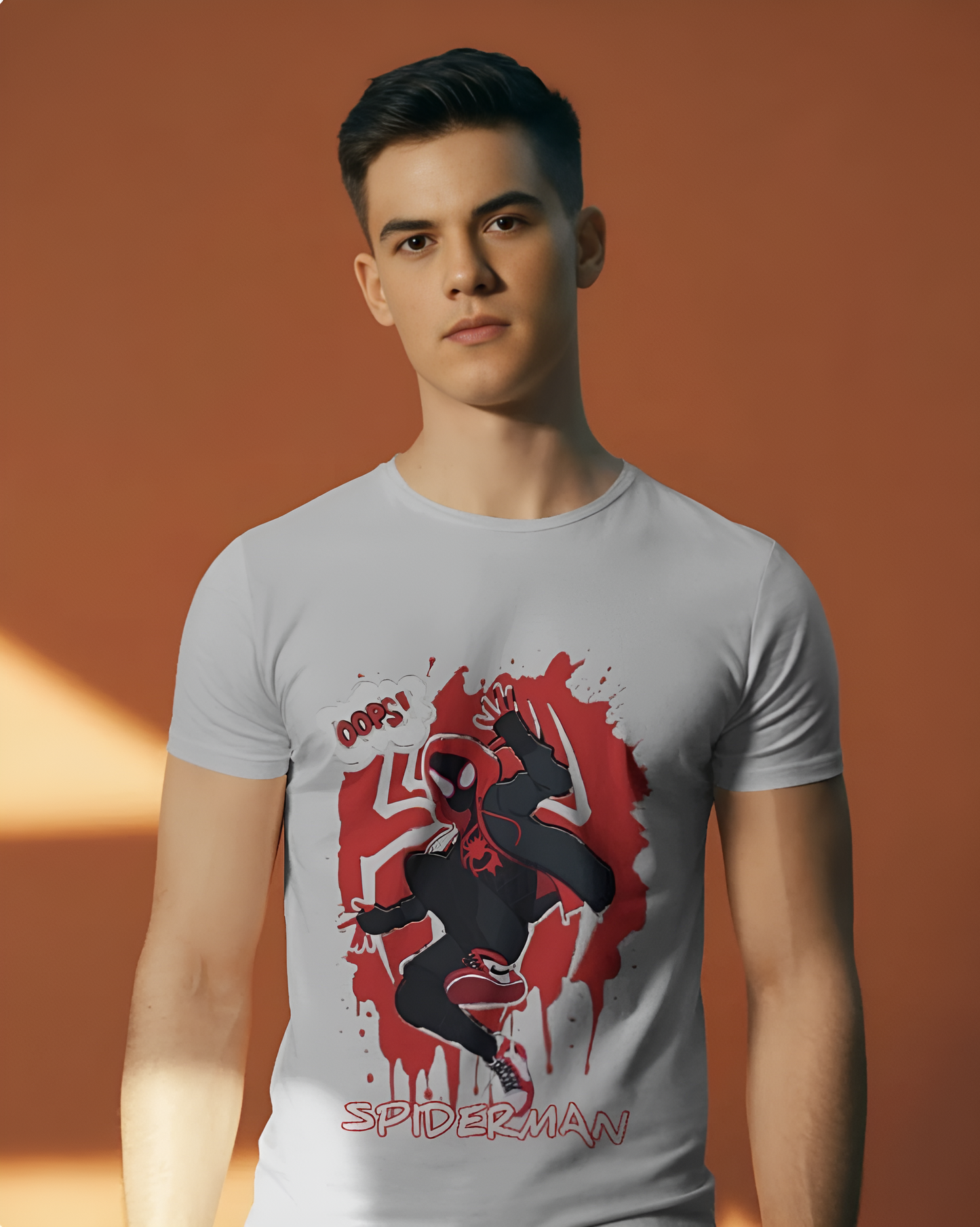 “Oops! Spider-Verse Edition” – Miles Morales Graphic Tee Regular T-shirt (KN02)-KNOT&NEEDLE