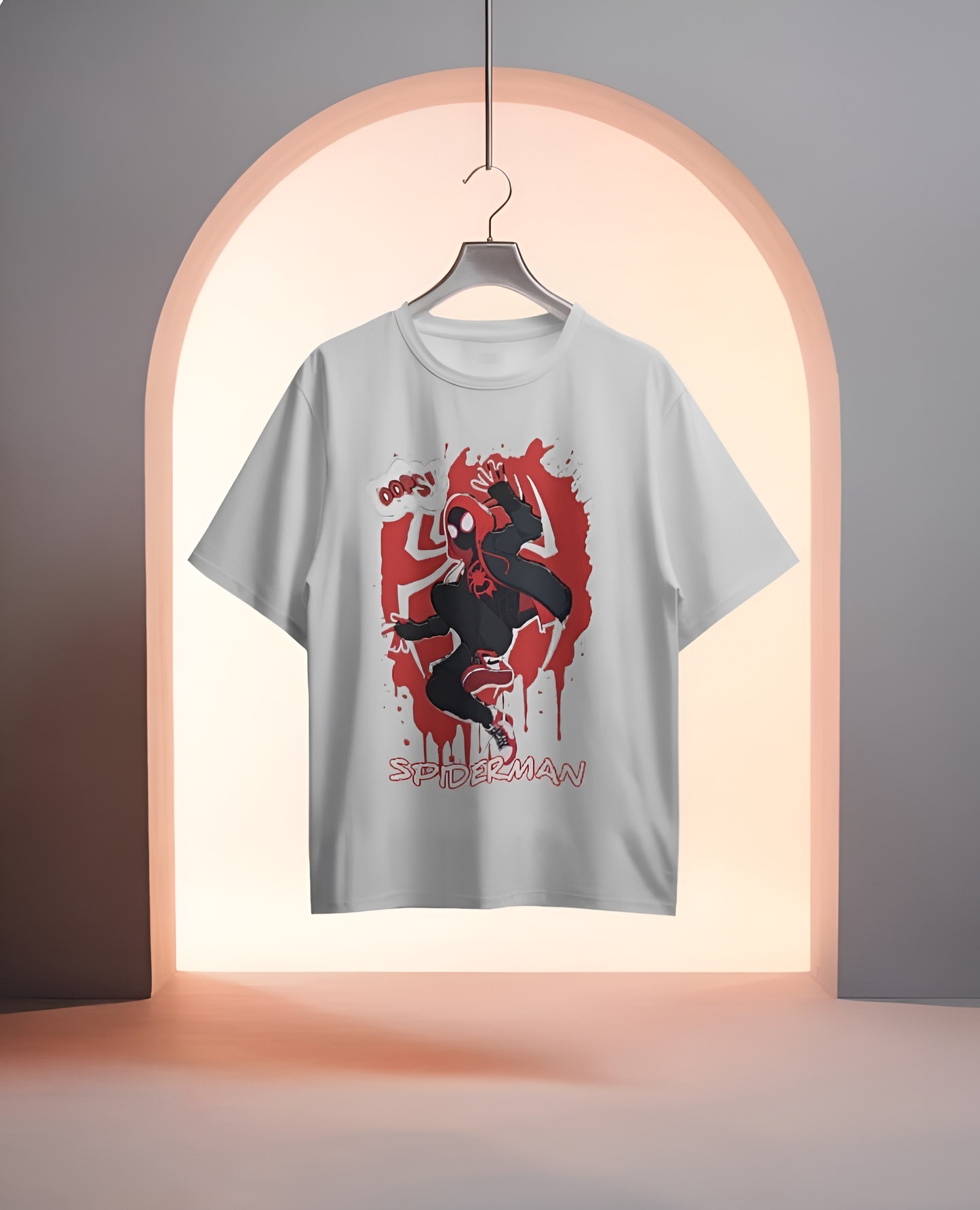 “Oops! Spider-Verse Edition” – Miles Morales Graphic Tee Regular T-shirt (KN02)-KNOT&NEEDLE