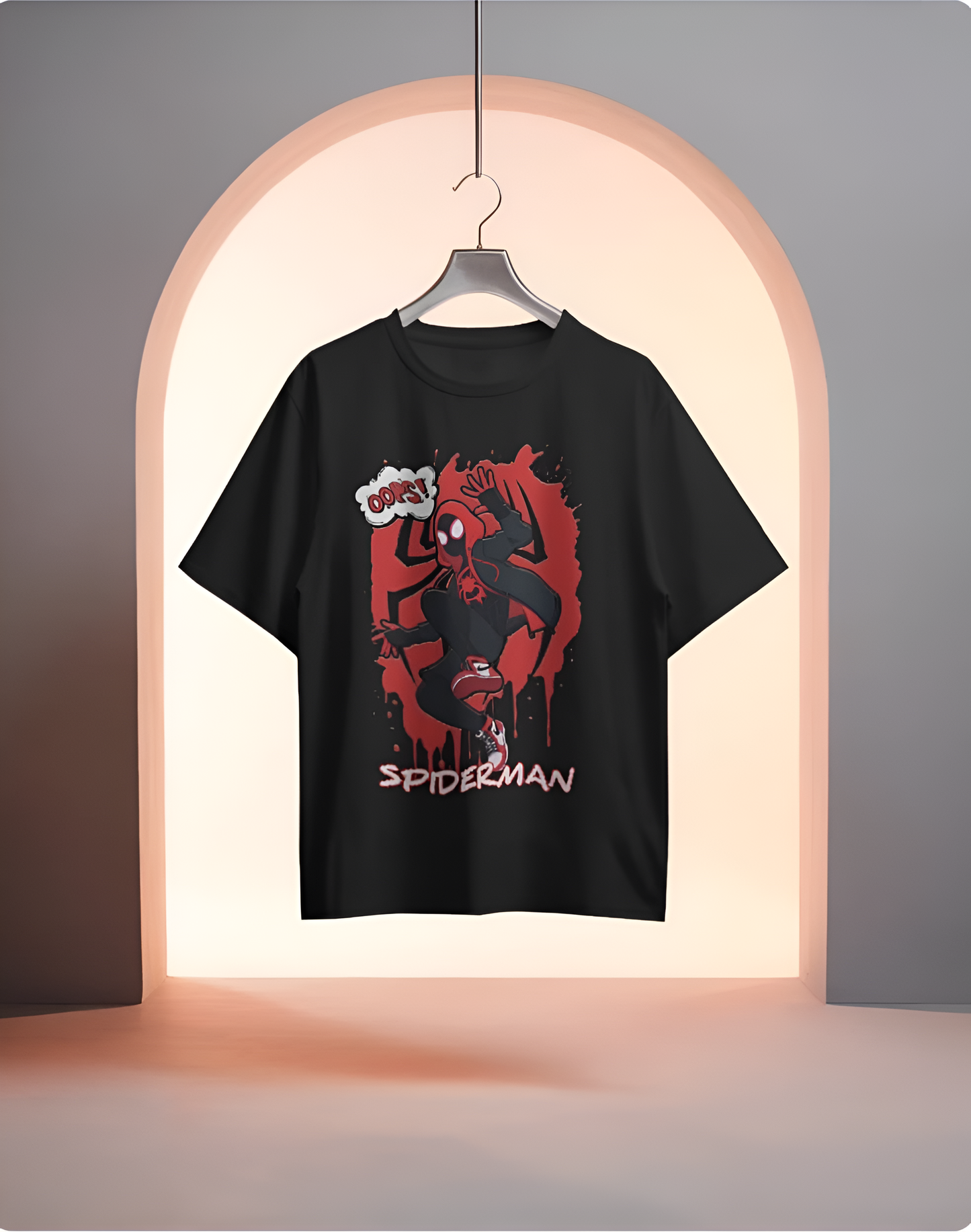 “Oops! Spider-Verse Edition” – Miles Morales Graphic Tee Regular T-shirt (KN02)-KNOT&NEEDLE