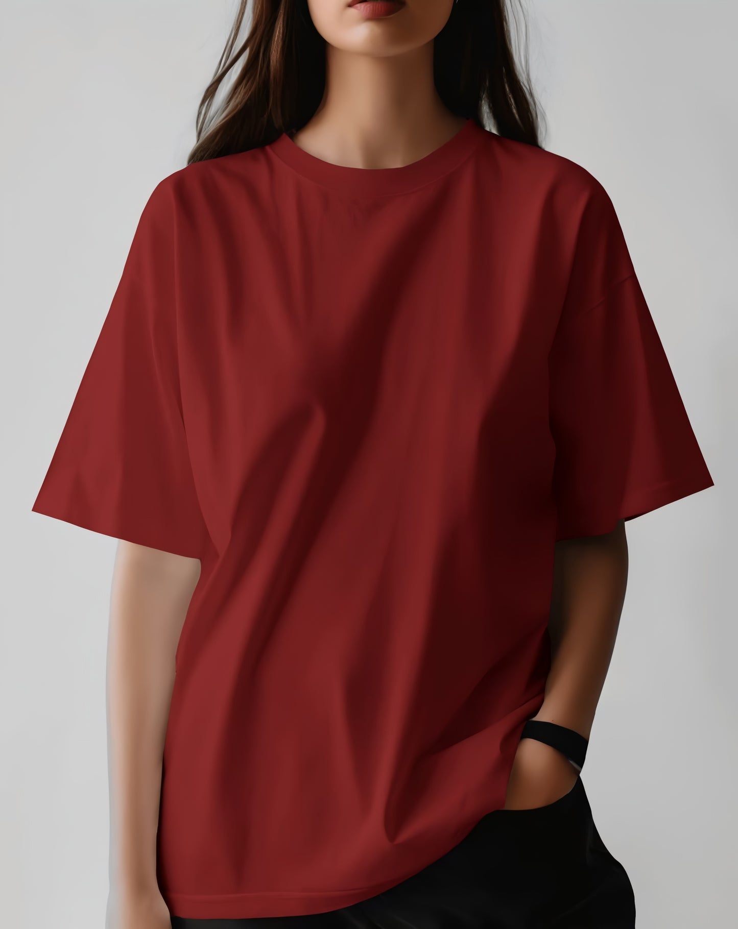 Blush Casual Oversized T-Shirt for Women (KN10)-KNOT&NEEDLE