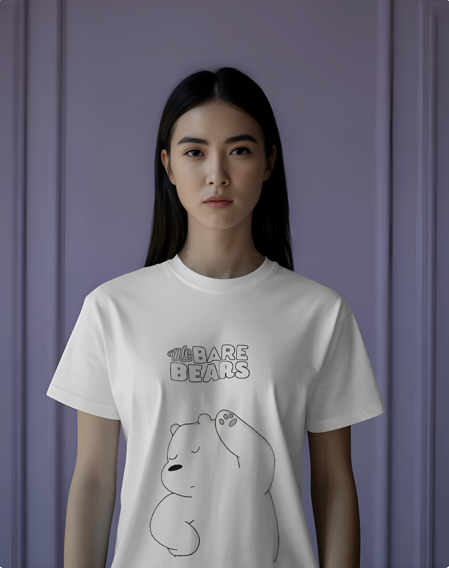 We Bare Bears Ice Bear Regular T-Shirt – Cute Cartoon Graphic Tee for Men & Women (KN16)-KNOT&NEEDLE