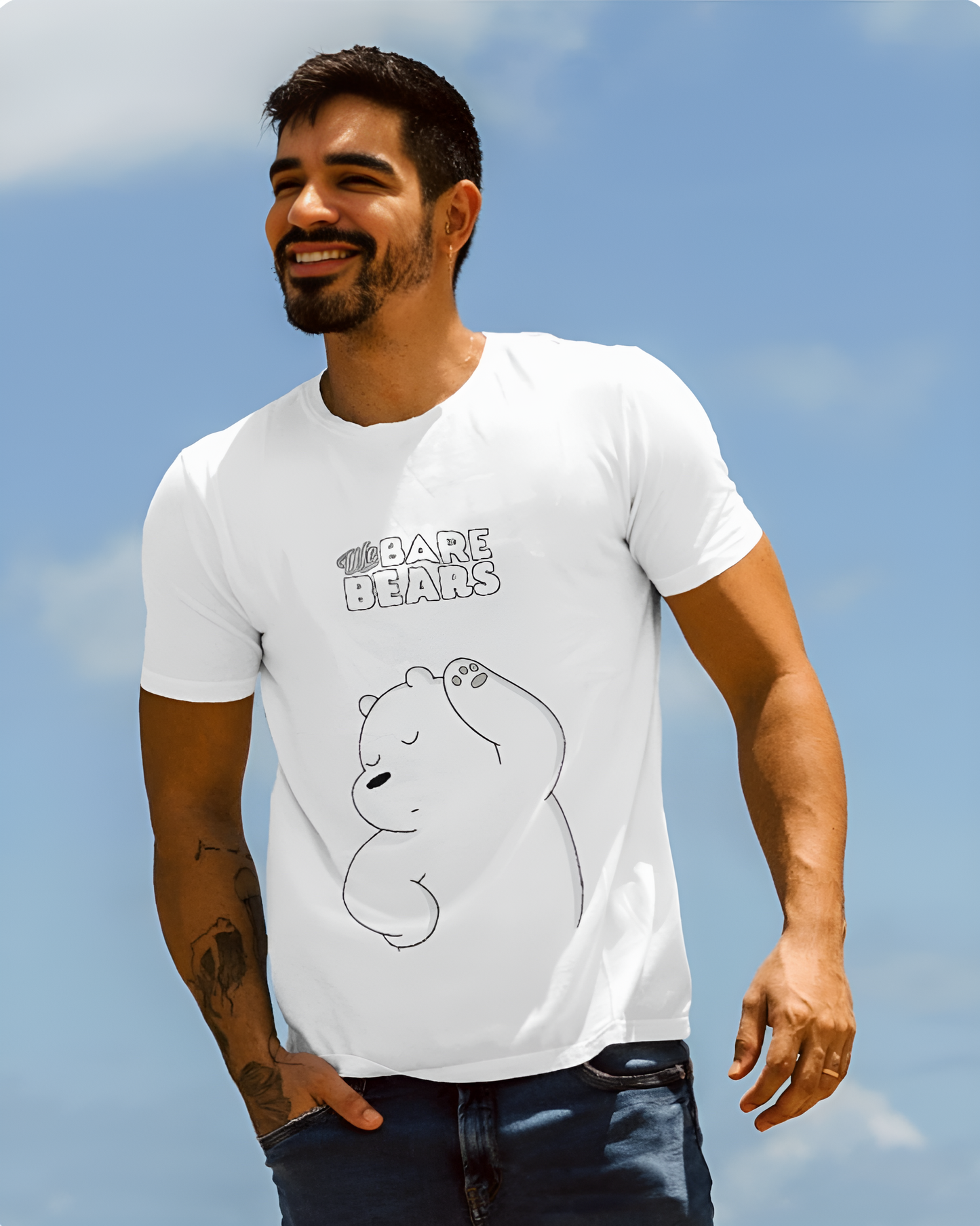 We Bare Bears Ice Bear Regular T-Shirt – Cute Cartoon Graphic Tee for Men & Women (KN16)-KNOT&NEEDLE