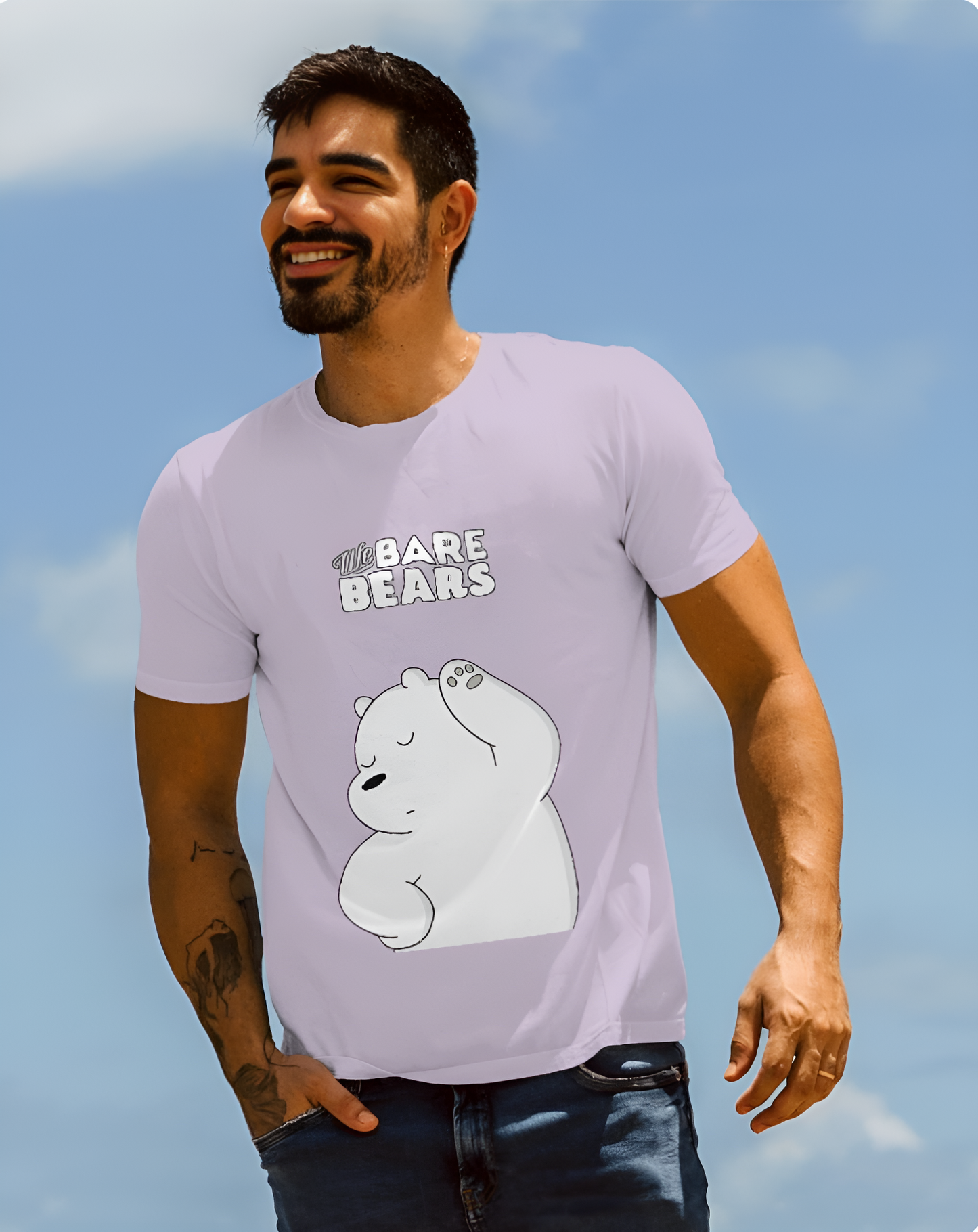 We Bare Bears Ice Bear Regular T-Shirt – Cute Cartoon Graphic Tee for Men & Women (KN16)-KNOT&NEEDLE
