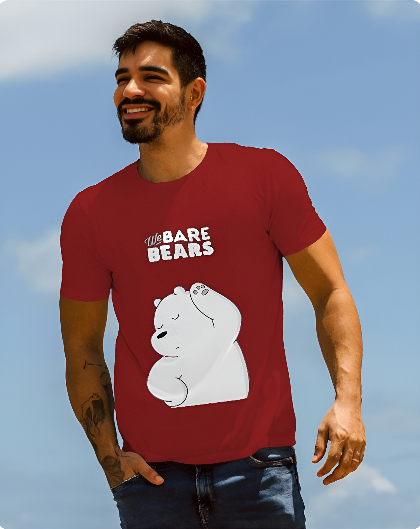 We Bare Bears Ice Bear Regular T-Shirt – Cute Cartoon Graphic Tee for Men & Women (KN16)-KNOT&NEEDLE