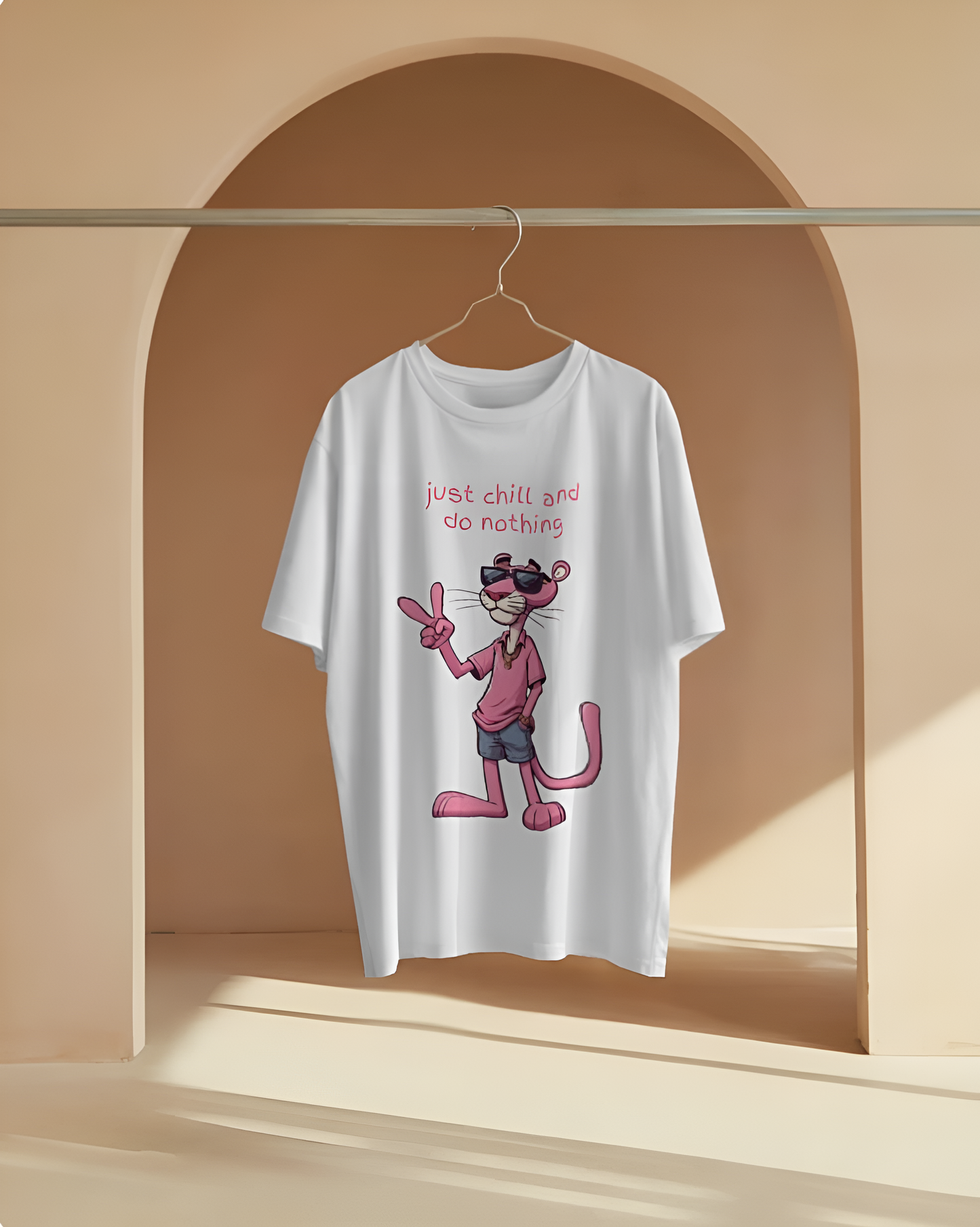 “Just Chill and Do Nothing” – Pink Panther Cool Vibes Tee Regular t-shirts (KN01)-KNOT&NEEDLE