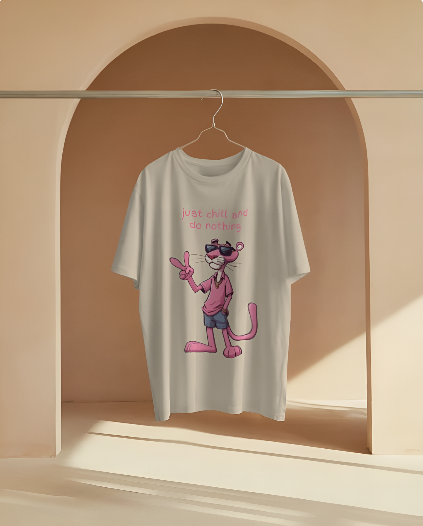 “Just Chill and Do Nothing” – Pink Panther Cool Vibes Tee Regular t-shirts (KN01)-KNOT&NEEDLE