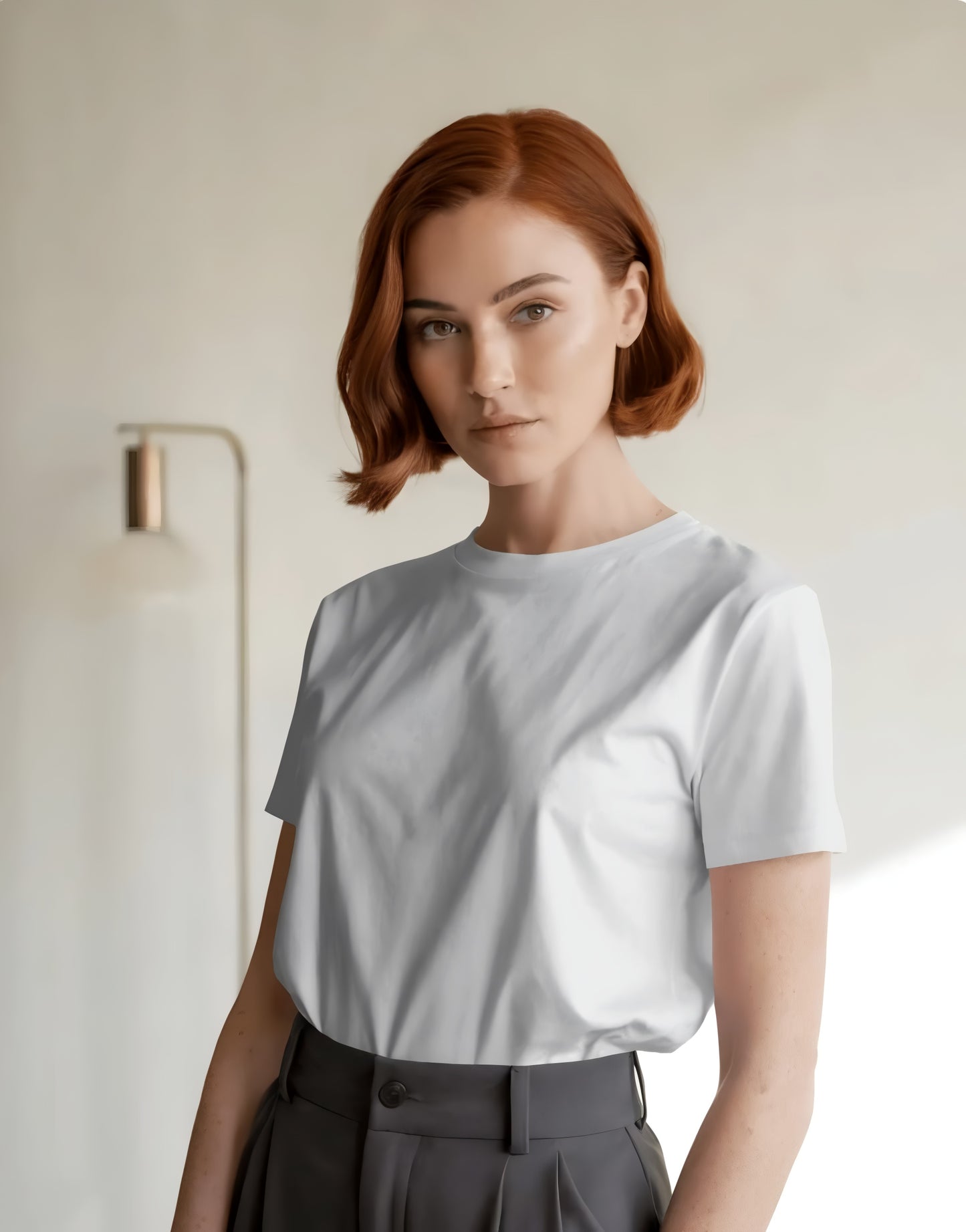 Classic (Regular) White Fitted T-Shirt for Women/Girls (KN12)-KNOT&NEEDLE