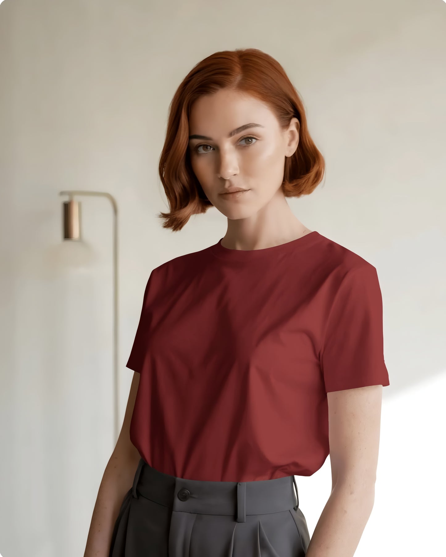 Classic (Regular) White Fitted T-Shirt for Women/Girls (KN12)-KNOT&NEEDLE