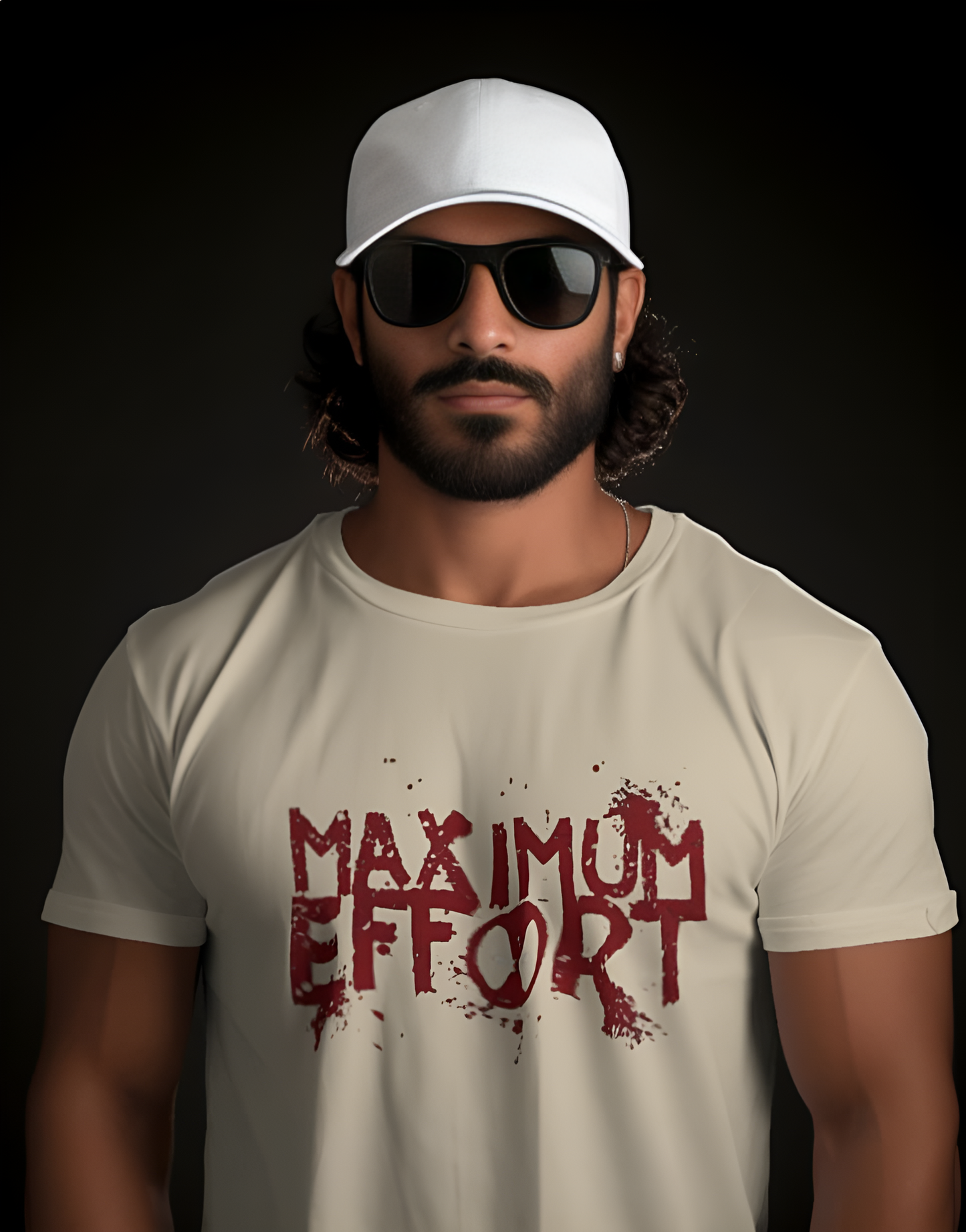 “Maximum Effort” Regular Graphic T-Shirt – Bold Motivational/Comic-Inspired Tee for Men & Women (KN20)- KNOT&NEEDLE