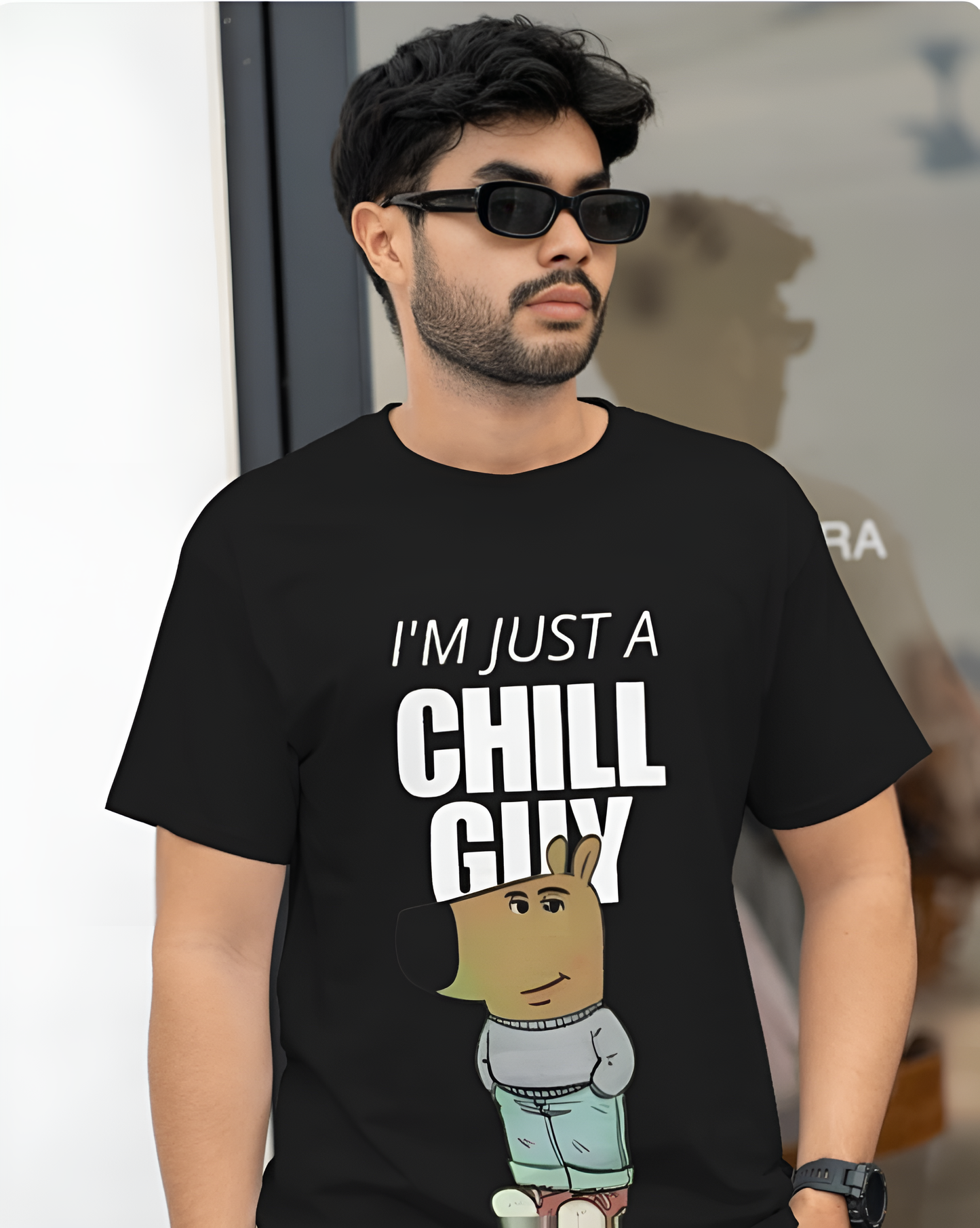“I’M JUST A CHILL GUY” Regular Cartoon Graphic T-Shirt – Funny Streetwear Tee for Men & Women (KN21)- KNOT&NEEDLE