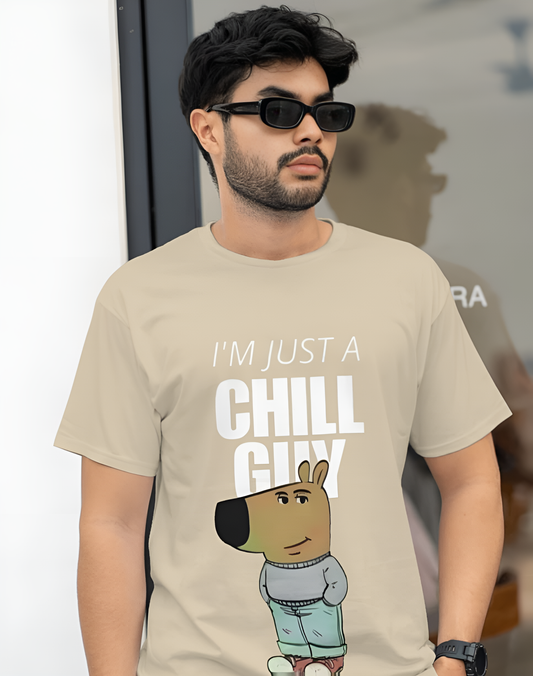 “I’M JUST A CHILL GUY” Regular Cartoon Graphic T-Shirt – Funny Streetwear Tee for Men & Women (KN21)- KNOT&NEEDLE