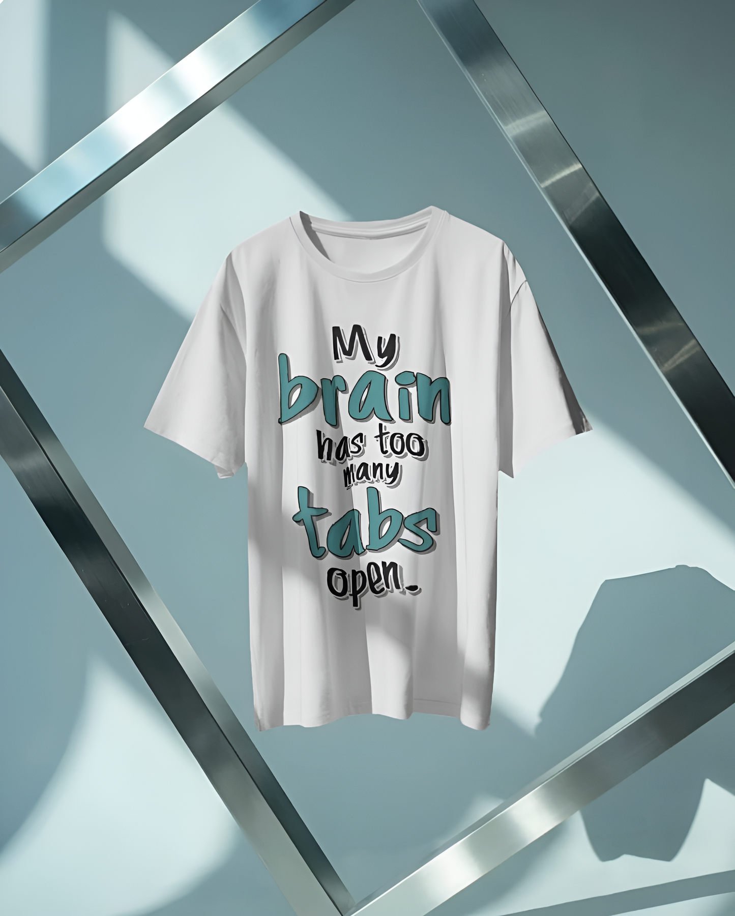 “My Brain Has Too Many Tabs Open” Regular Graphic T-Shirt – Funny Relatable Quote Tee for Men & Women (KN19)- KNOT&NEEDLE