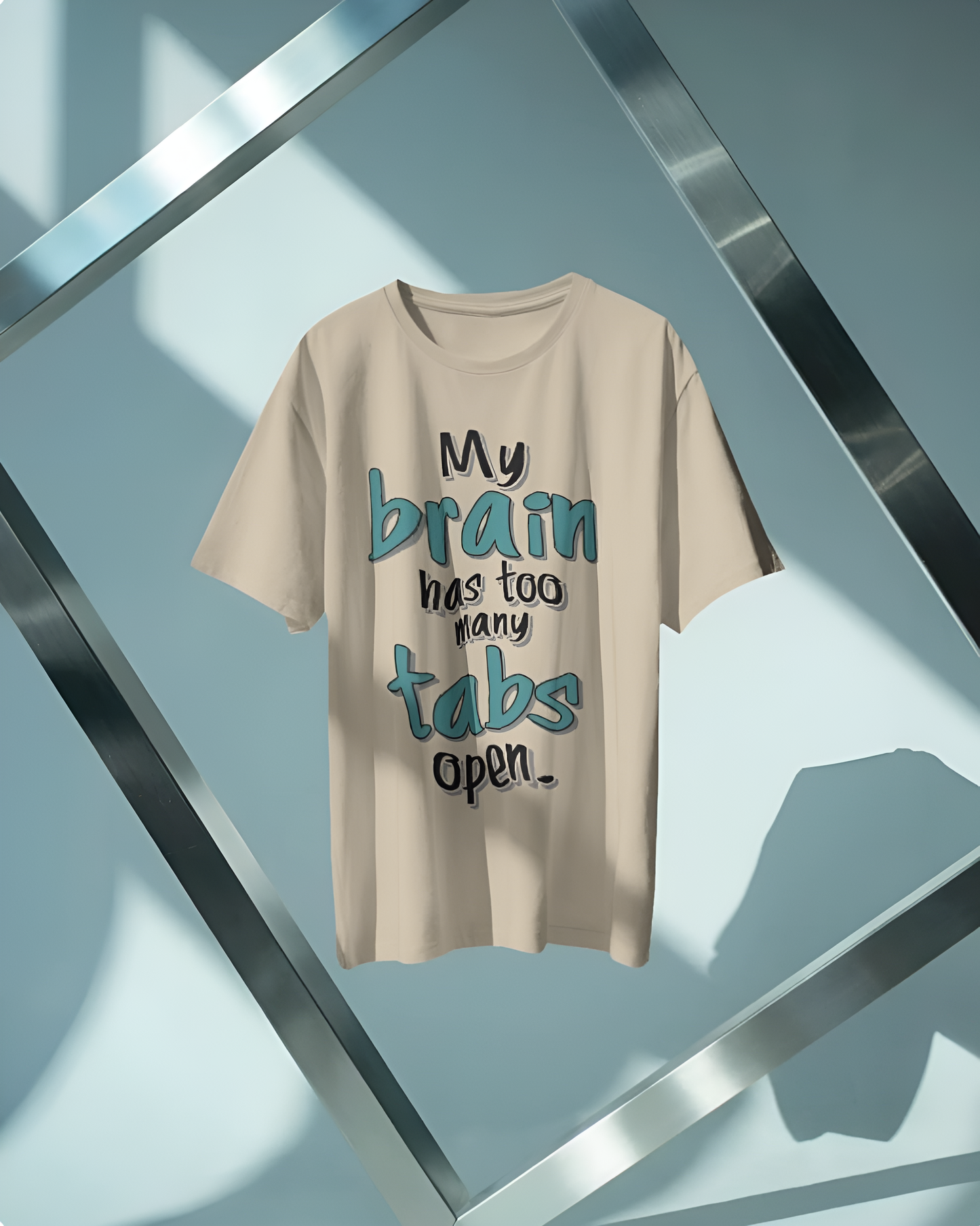 “My Brain Has Too Many Tabs Open” Regular Graphic T-Shirt – Funny Relatable Quote Tee for Men & Women (KN19)- KNOT&NEEDLE