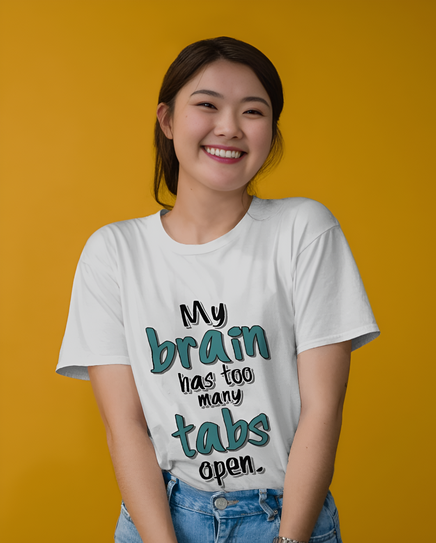 “My Brain Has Too Many Tabs Open” Regular Graphic T-Shirt – Funny Relatable Quote Tee for Men & Women (KN19)- KNOT&NEEDLE