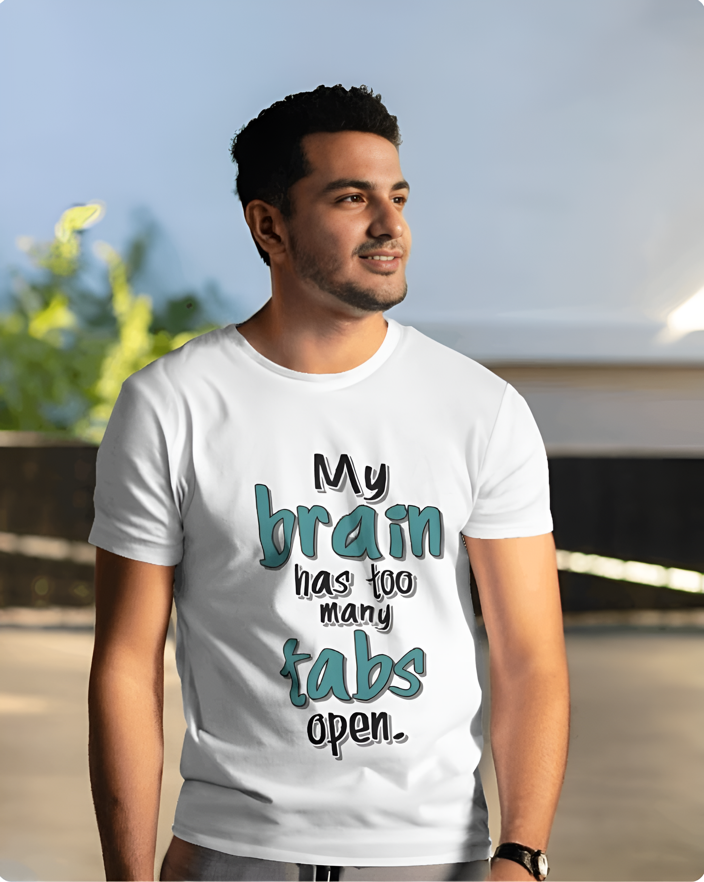 “My Brain Has Too Many Tabs Open” Regular Graphic T-Shirt – Funny Relatable Quote Tee for Men & Women (KN19)- KNOT&NEEDLE