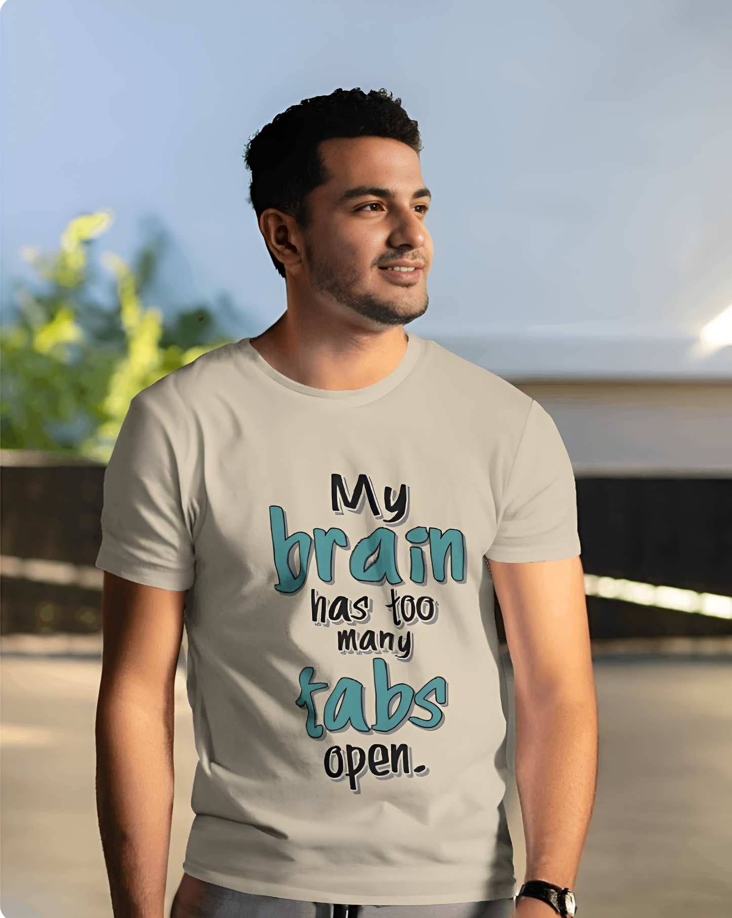 “My Brain Has Too Many Tabs Open” Regular Graphic T-Shirt – Funny Relatable Quote Tee for Men & Women (KN19)- KNOT&NEEDLE