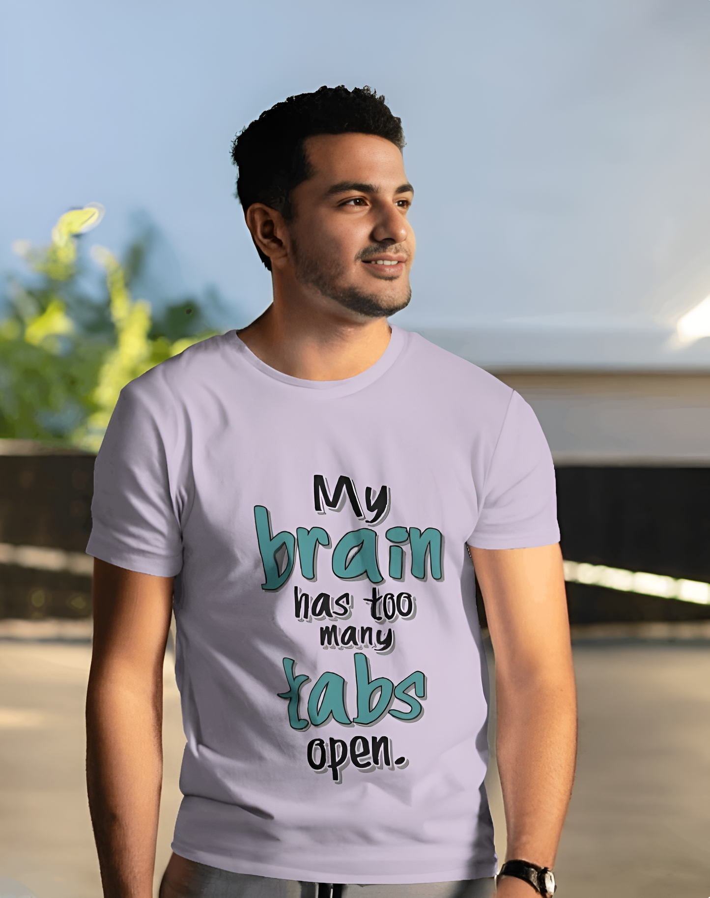 “My Brain Has Too Many Tabs Open” Regular Graphic T-Shirt – Funny Relatable Quote Tee for Men & Women (KN19)- KNOT&NEEDLE