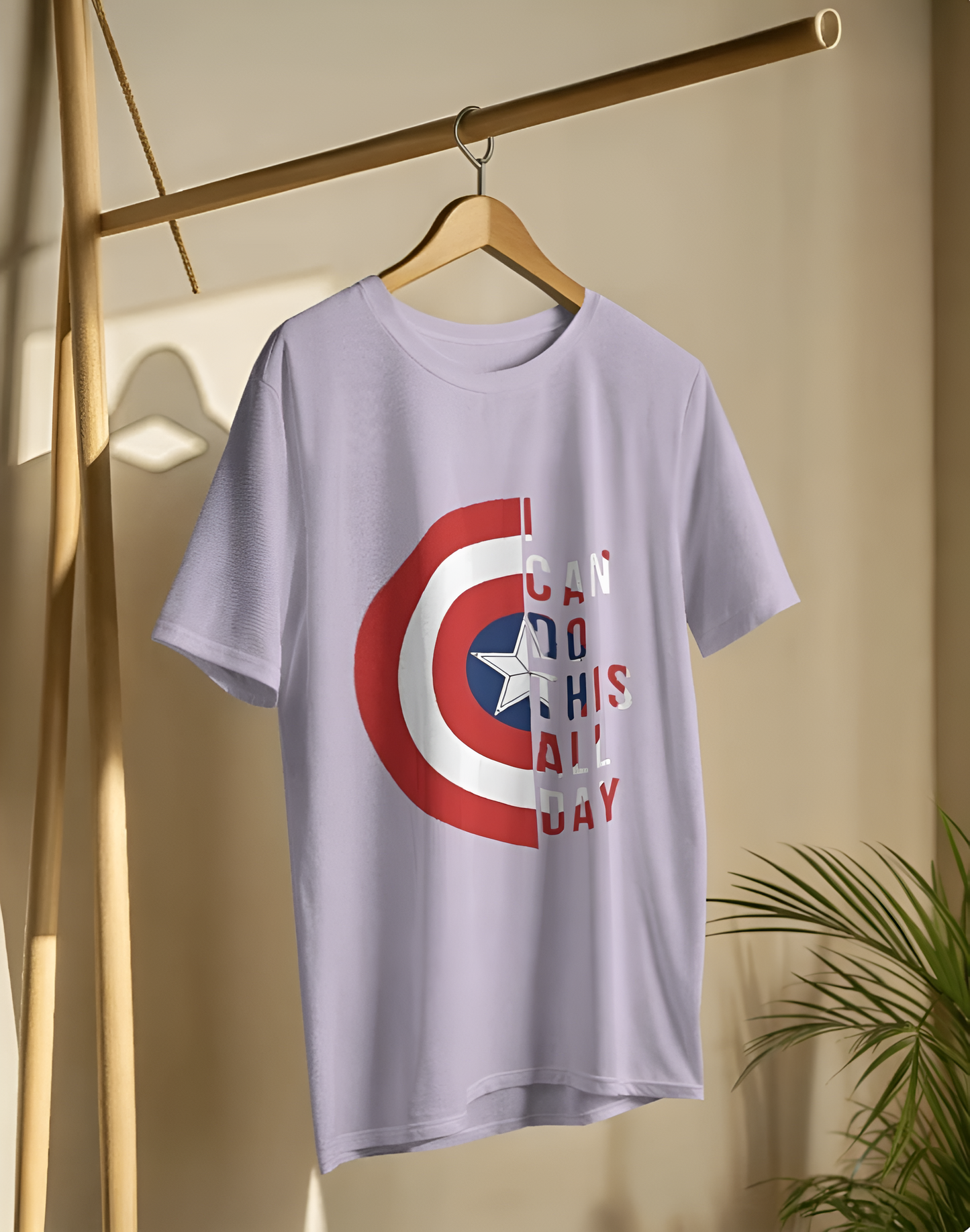 "Do This All Day” Captain Shield Regular T-Shirt – Superhero Graphic Tee for Men & Women (KN18)- KNOT&NEEDLE