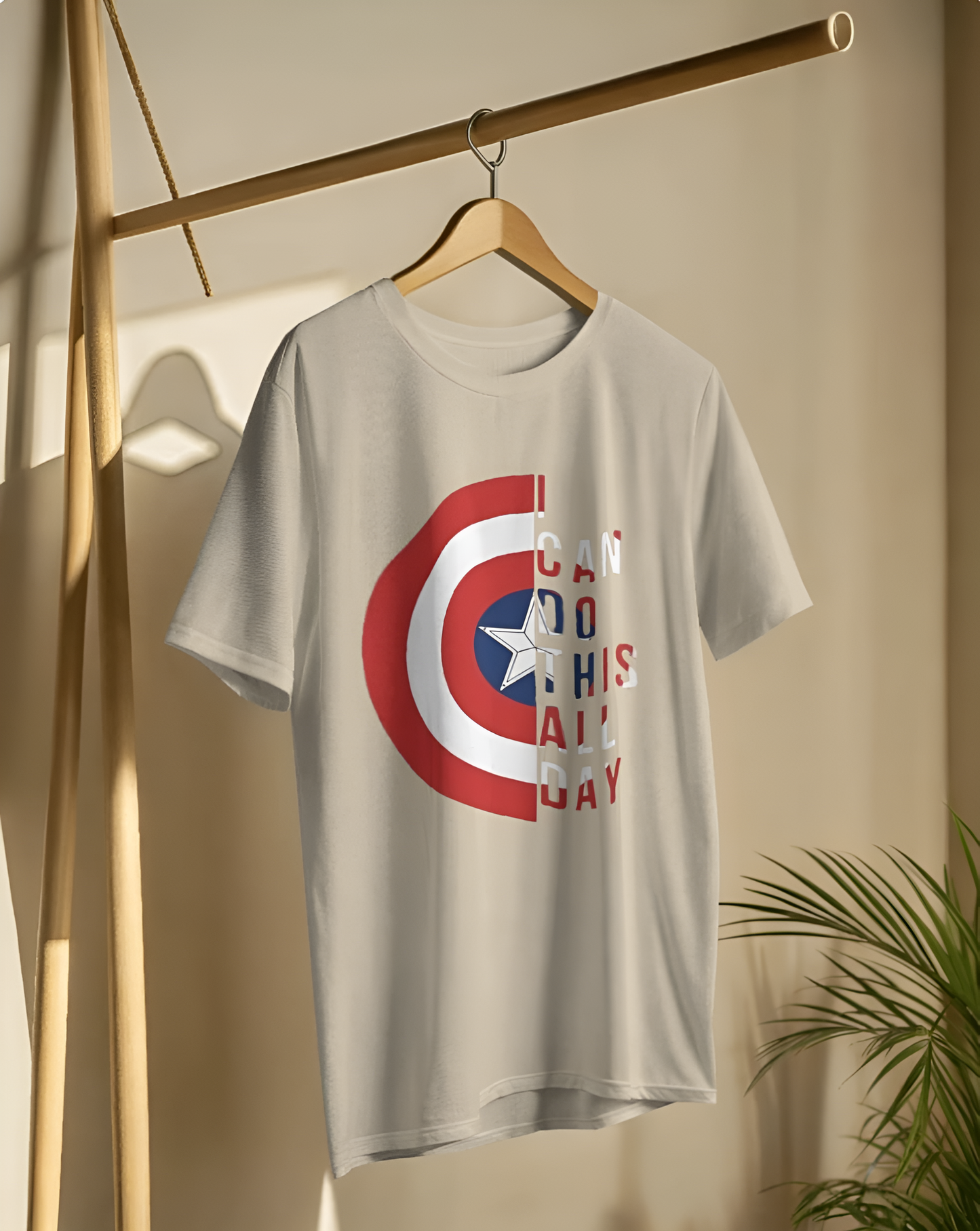 "Do This All Day” Captain Shield Regular T-Shirt – Superhero Graphic Tee for Men & Women (KN18)- KNOT&NEEDLE