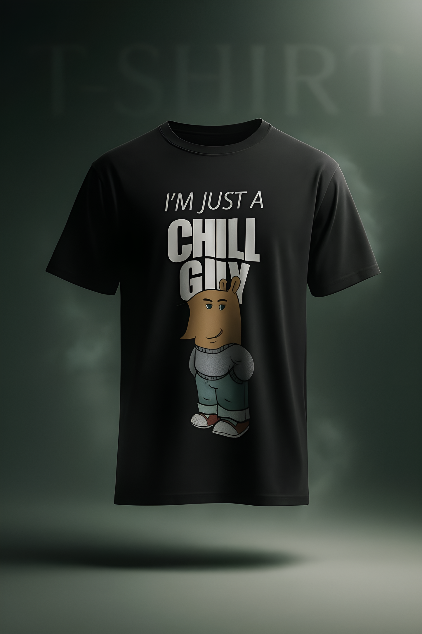 “I’M JUST A CHILL GUY” Regular Cartoon Graphic T-Shirt – Funny Streetwear Tee for Men & Women (KN21)- KNOT&NEEDLE